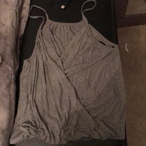 a grey tank top
